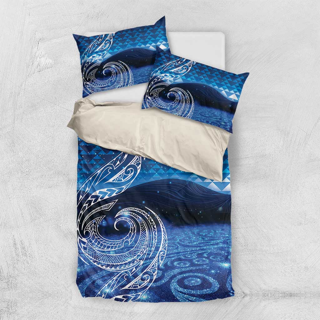 New Zealand Matariki Bedding Set Taniko Aramoana With Koru Galaxy Sky Night LT9 US Twin 172cm x 218cm Galaxy - Polynesian Pride