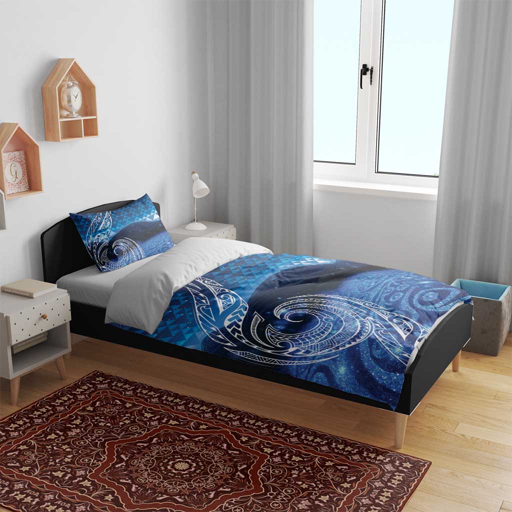 New Zealand Matariki Bedding Set Taniko Aramoana With Koru Galaxy Sky Night LT9 - Polynesian Pride