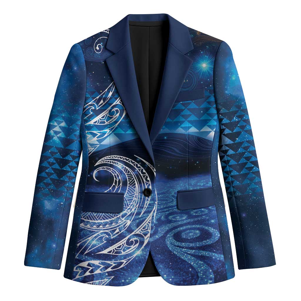 New Zealand Matariki Blazer Taniko Aramoana With Koru Galaxy Sky Night LT9 Unisex Galaxy - Polynesian Pride