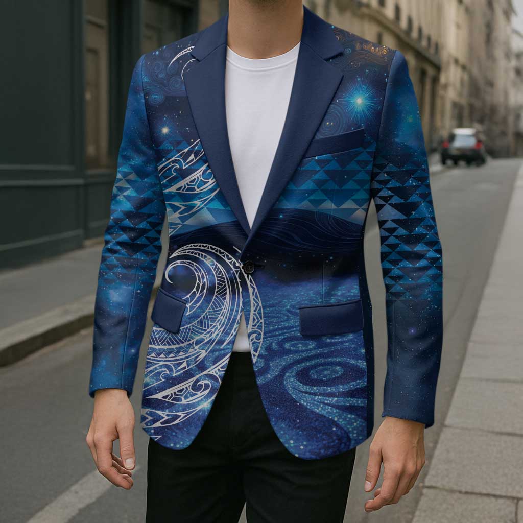 New Zealand Matariki Blazer Taniko Aramoana With Koru Galaxy Sky Night LT9 - Polynesian Pride