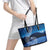 New Zealand Matariki Leather Tote Bag Taniko Aramoana With Koru Galaxy Sky Night