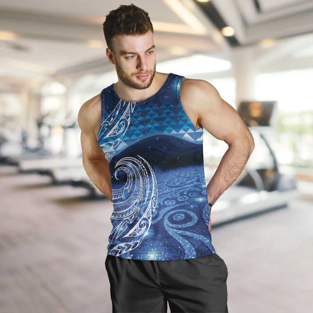 New Zealand Matariki Men Tank Top Taniko Aramoana With Koru Galaxy Sky Night LT9 Galaxy - Polynesian Pride