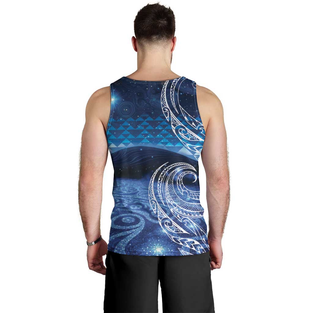 New Zealand Matariki Men Tank Top Taniko Aramoana With Koru Galaxy Sky Night LT9 - Polynesian Pride