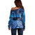 New Zealand Matariki Off Shoulder Sweater Taniko Aramoana With Koru Galaxy Sky Night