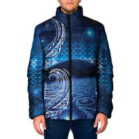 New Zealand Matariki Padded Jacket Taniko Aramoana With Koru Galaxy Sky Night LT9 Men Galaxy - Polynesian Pride