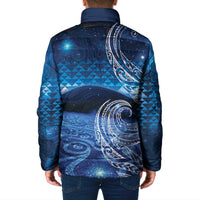 New Zealand Matariki Padded Jacket Taniko Aramoana With Koru Galaxy Sky Night LT9 - Polynesian Pride