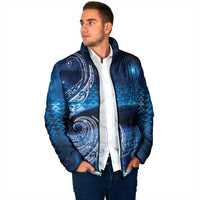 New Zealand Matariki Padded Jacket Taniko Aramoana With Koru Galaxy Sky Night LT9 - Polynesian Pride