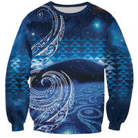 New Zealand Matariki Sweatshirt Taniko Aramoana With Koru Galaxy Sky Night LT9 Unisex Galaxy - Polynesian Pride