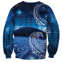 New Zealand Matariki Sweatshirt Taniko Aramoana With Koru Galaxy Sky Night LT9 - Polynesian Pride