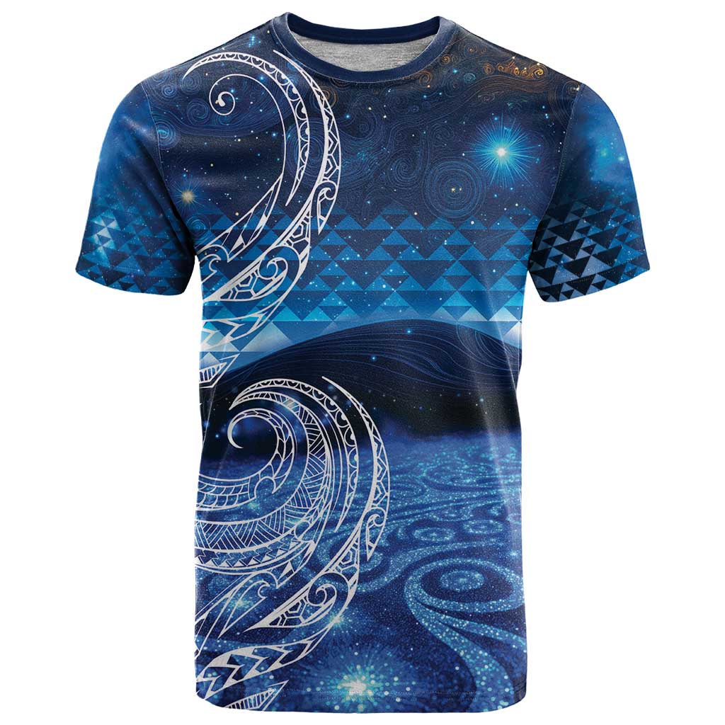 New Zealand Matariki T Shirt Taniko Aramoana With Koru Galaxy Sky Night LT9 Galaxy - Polynesian Pride