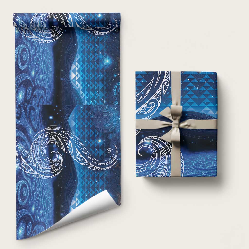 New Zealand Matariki Wrapping Paper Taniko Aramoana With Koru Galaxy Sky Night LT9 58" × 23" Galaxy - Polynesian Pride