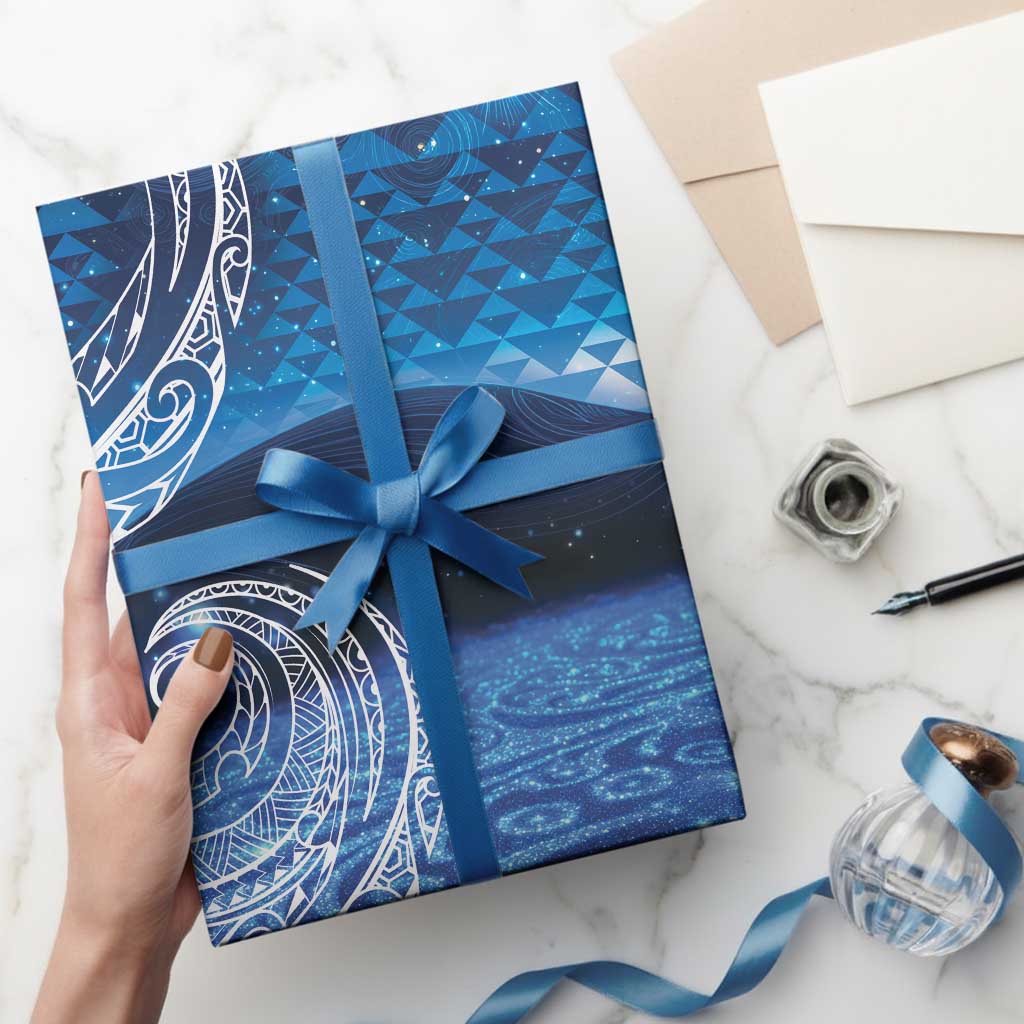 New Zealand Matariki Wrapping Paper Taniko Aramoana With Koru Galaxy Sky Night LT9 - Polynesian Pride