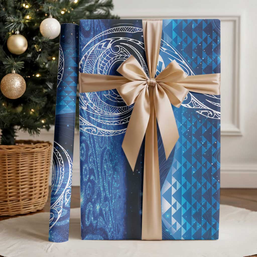 New Zealand Matariki Wrapping Paper Taniko Aramoana With Koru Galaxy Sky Night LT9 - Polynesian Pride