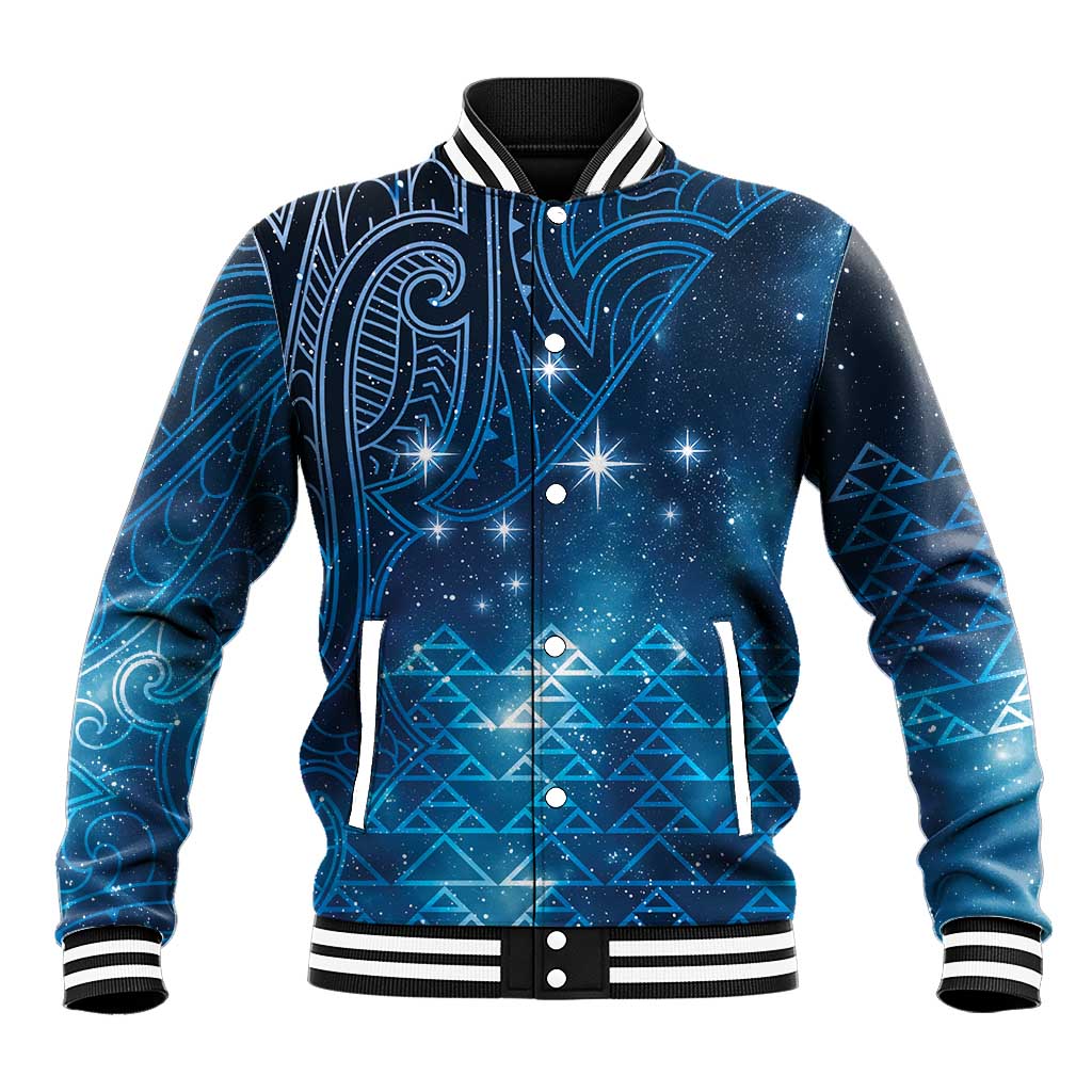 New Zealand Matariki Baseball Jacket Taniko Aramoana With Maori Galaxy Sky Night LT9 Unisex Galaxy - Polynesian Pride