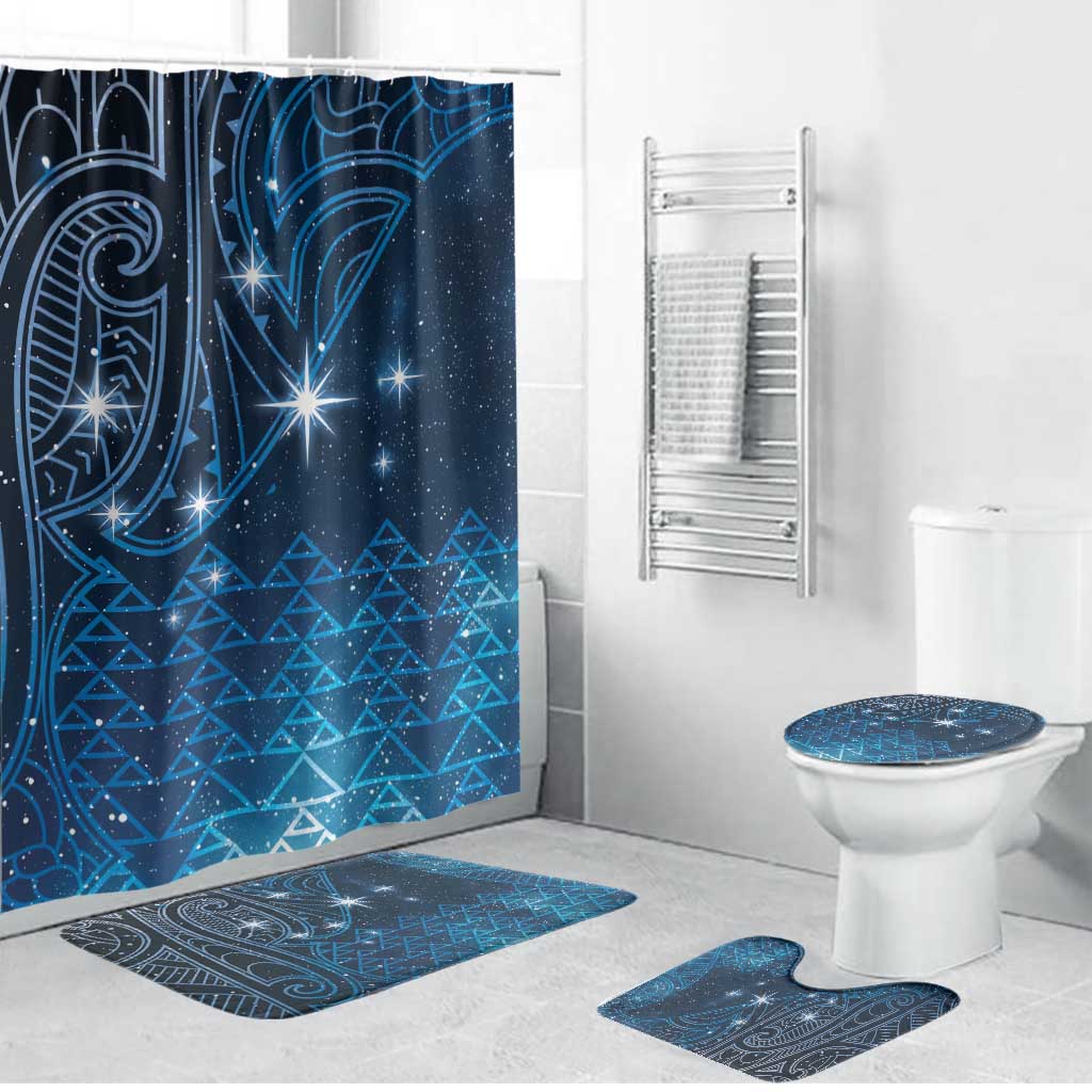 New Zealand Matariki Bathroom Set Taniko Aramoana With Maori Galaxy Sky Night LT9 Bathroom Set (4 pcs) Galaxy - Polynesian Pride