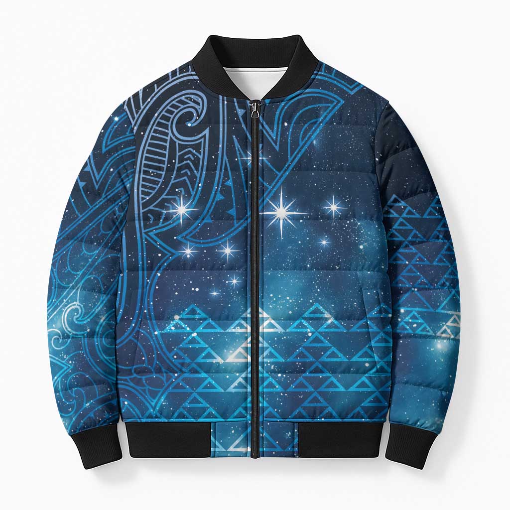 New Zealand Matariki Bomber Puffer Jacket Taniko Aramoana With Maori Galaxy Sky Night LT9 Unisex Galaxy - Polynesian Pride