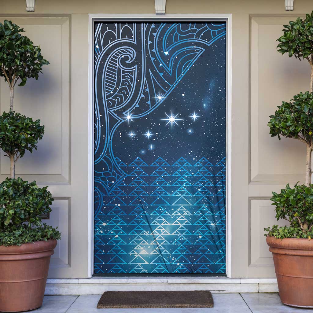 New Zealand Matariki Door Cover Taniko Aramoana With Maori Galaxy Sky Night LT9 Galaxy - Polynesian Pride
