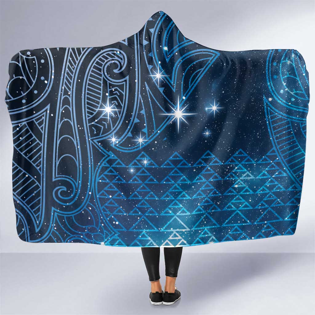New Zealand Matariki Hooded Blanket Taniko Aramoana With Maori Galaxy Sky Night LT9 One Size Galaxy - Polynesian Pride