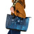 New Zealand Matariki Leather Tote Bag Taniko Aramoana With Maori Galaxy Sky Night