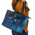 New Zealand Matariki Leather Tote Bag Taniko Aramoana With Maori Galaxy Sky Night