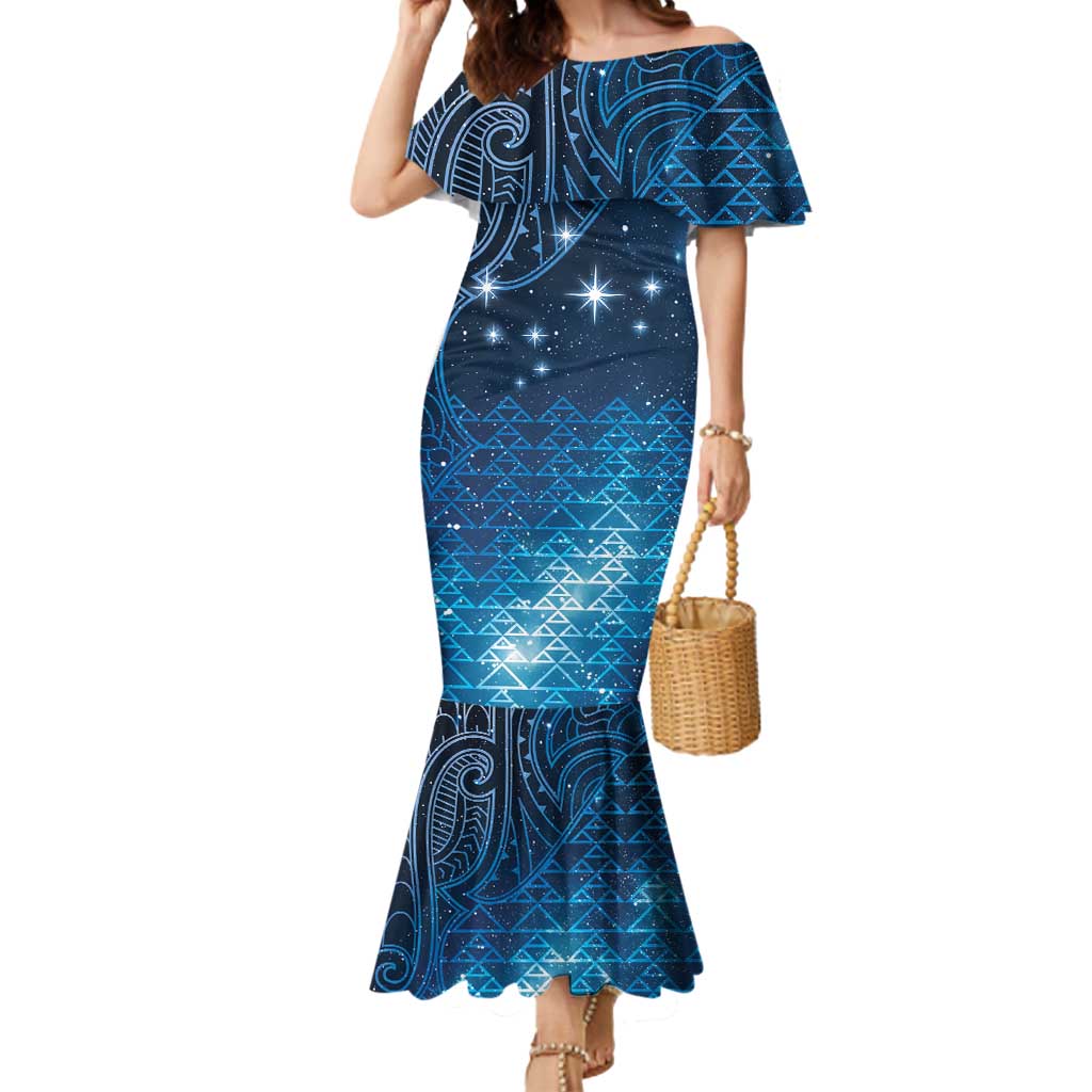 New Zealand Matariki Mermaid Dress Taniko Aramoana With Maori Galaxy Sky Night