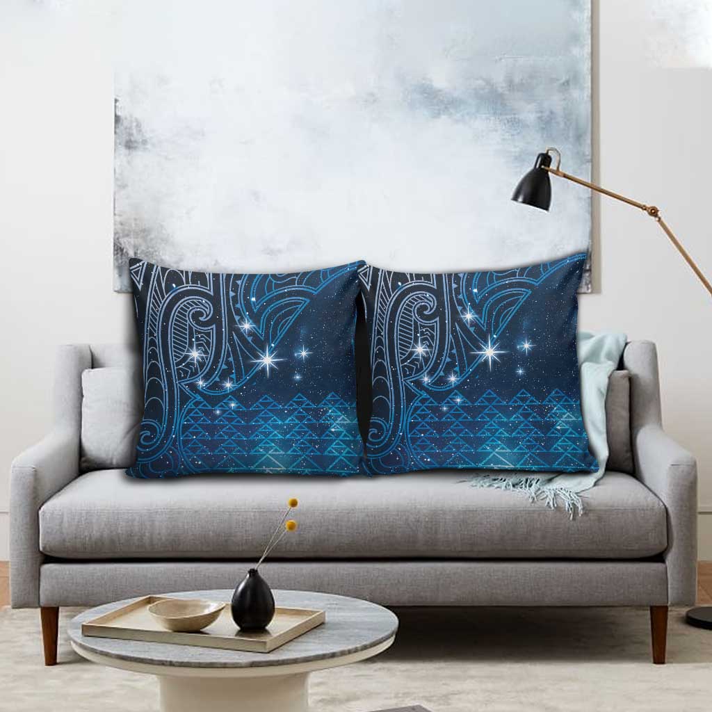 New Zealand Matariki Pillow Cover Taniko Aramoana With Maori Galaxy Sky Night LT9 - Polynesian Pride