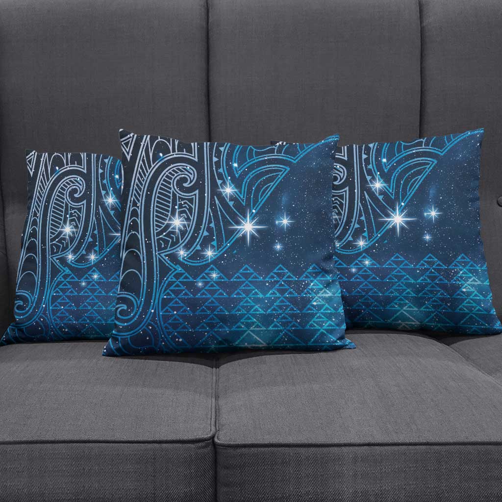 New Zealand Matariki Pillow Cover Taniko Aramoana With Maori Galaxy Sky Night LT9 - Polynesian Pride