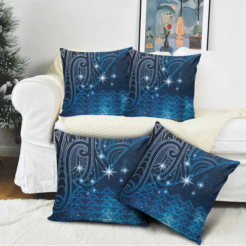 New Zealand Matariki Pillow Cover Taniko Aramoana With Maori Galaxy Sky Night LT9 - Polynesian Pride