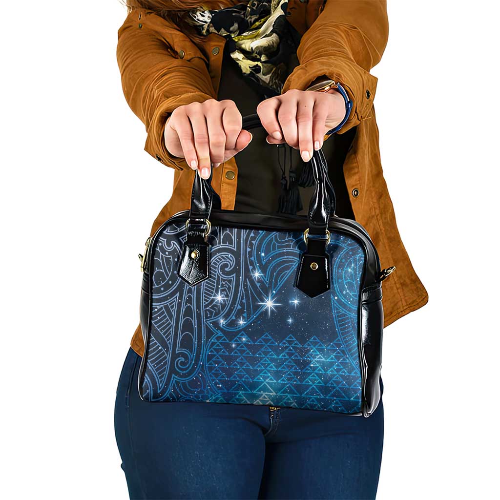 New Zealand Matariki Shoulder Handbag Taniko Aramoana With Maori Galaxy Sky Night LT9 One Size Galaxy - Polynesian Pride