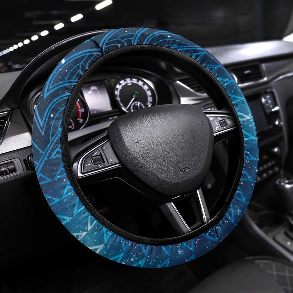 New Zealand Matariki Steering Wheel Cover Taniko Aramoana With Maori Galaxy Sky Night LT9 Universal Fit Galaxy - Polynesian Pride
