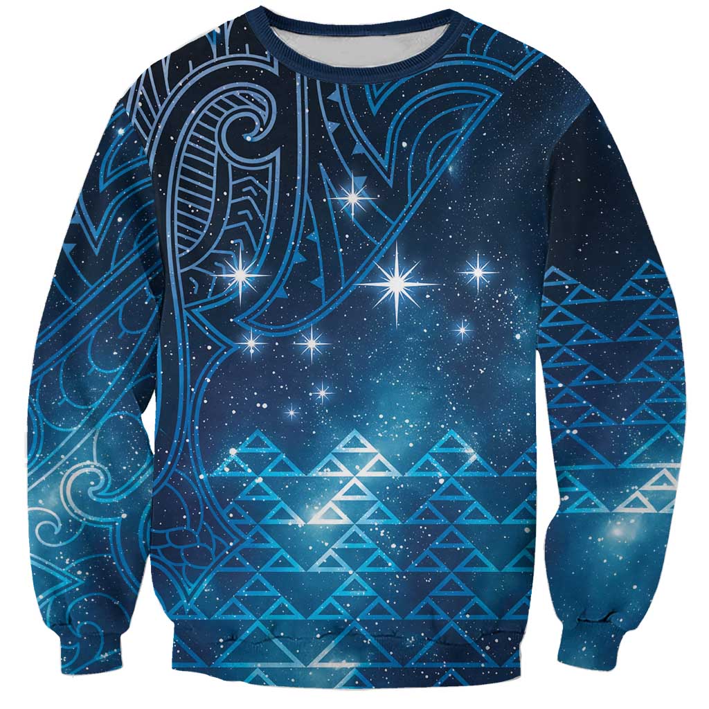 New Zealand Matariki Sweatshirt Taniko Aramoana With Maori Galaxy Sky Night LT9 Unisex Galaxy - Polynesian Pride