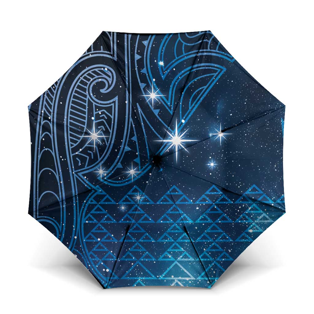 New Zealand Matariki Umbrella Taniko Aramoana With Maori Galaxy Sky Night LT9 One Size Folded 11.42 inch Opened Diameter 37.4 inch Galaxy - Polynesian Pride