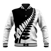 New Zealand Silver Fern Niho Taniwha Baseball Jacket LT9 Unisex Black - Polynesian Pride
