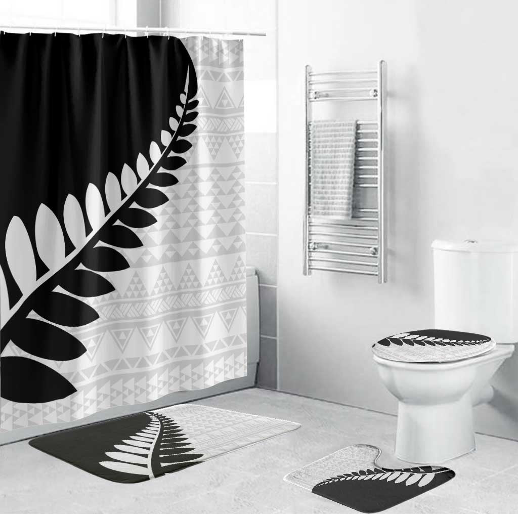 New Zealand Silver Fern Niho Taniwha Bathroom Set LT9 Bathroom Set (4 pcs) Black - Polynesian Pride