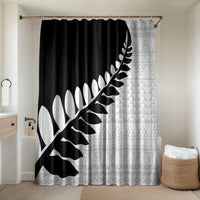 New Zealand Silver Fern Niho Taniwha Bathroom Set LT9 Shower Curtain Only Black - Polynesian Pride