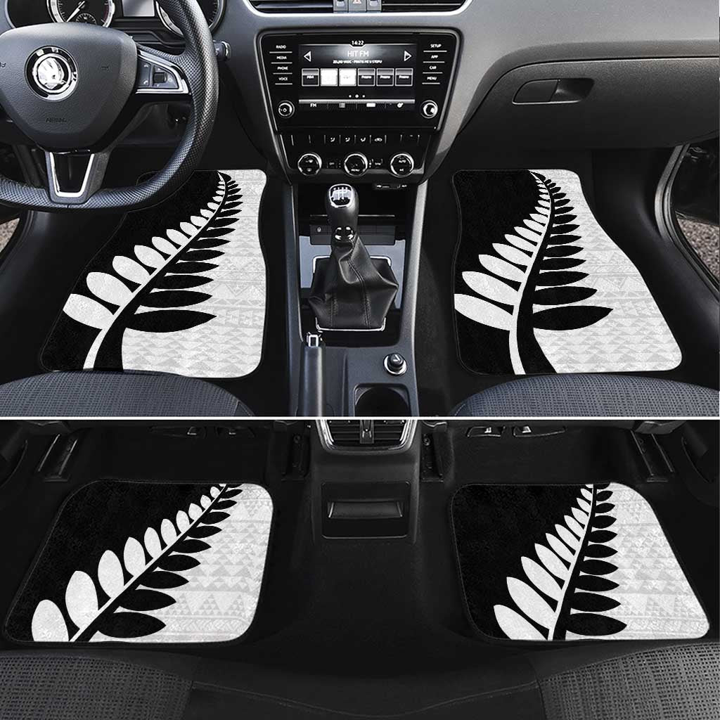 New Zealand Silver Fern Niho Taniwha Car Mats LT9 Set 4pcs Black - Polynesian Pride