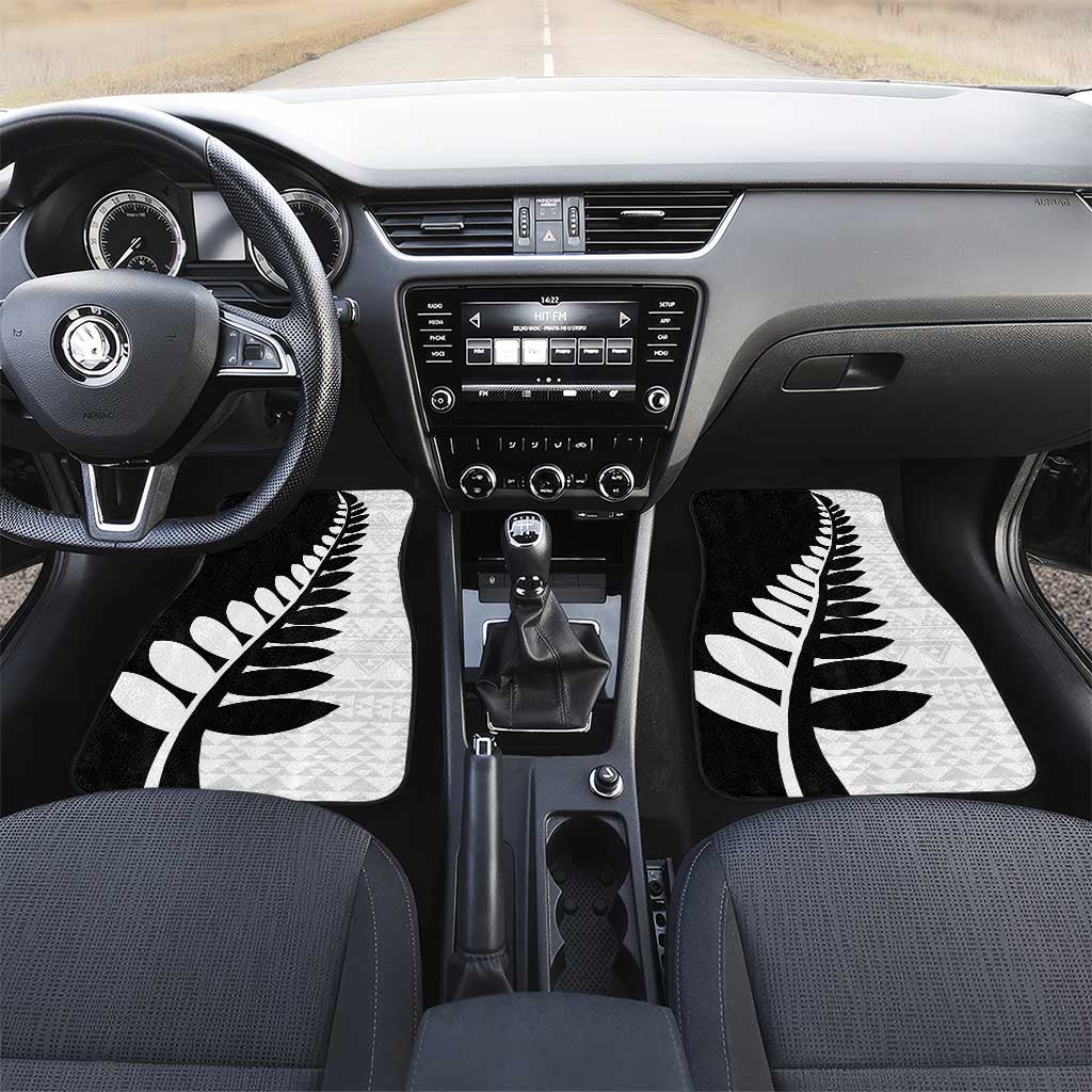 New Zealand Silver Fern Niho Taniwha Car Mats LT9 Set 2pcs - Front Black - Polynesian Pride