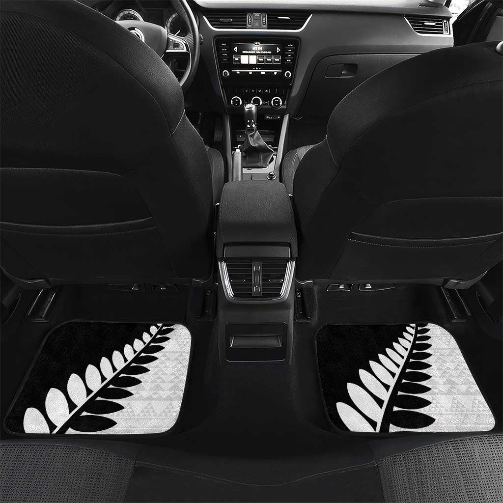 New Zealand Silver Fern Niho Taniwha Car Mats LT9 Set 2pcs - Back Black - Polynesian Pride