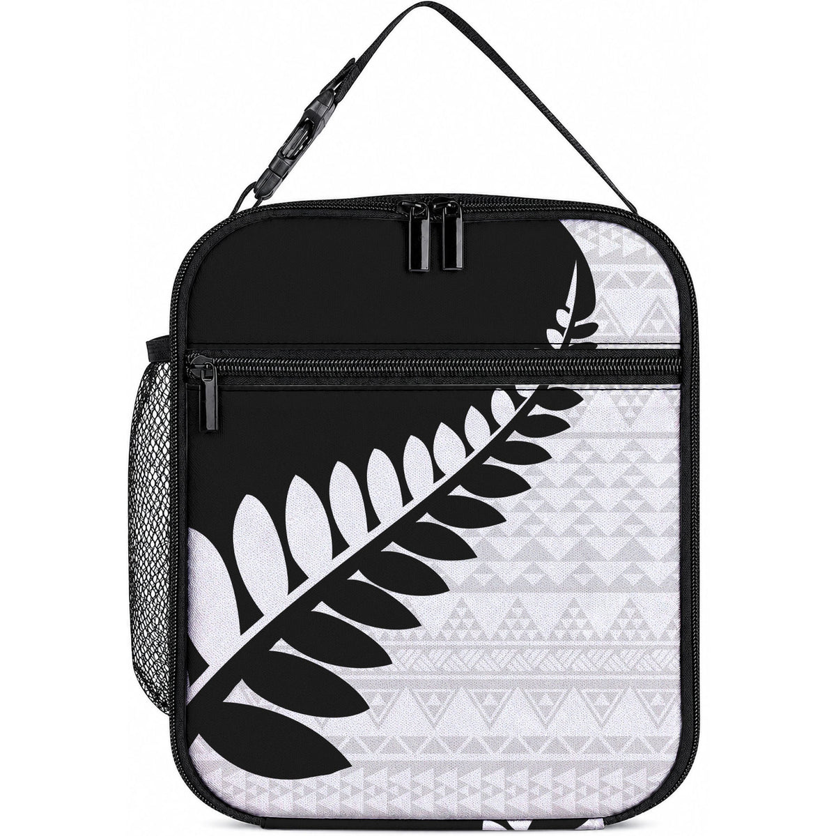 New Zealand Silver Fern Niho Taniwha Lunch Bag LT9 10.2 × 8.3 × 4.3 inch Black - Polynesian Pride