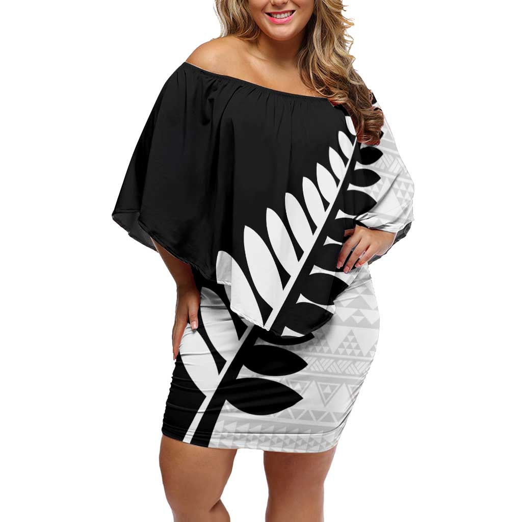 New Zealand Silver Fern Niho Taniwha Off Shoulder Short Dress