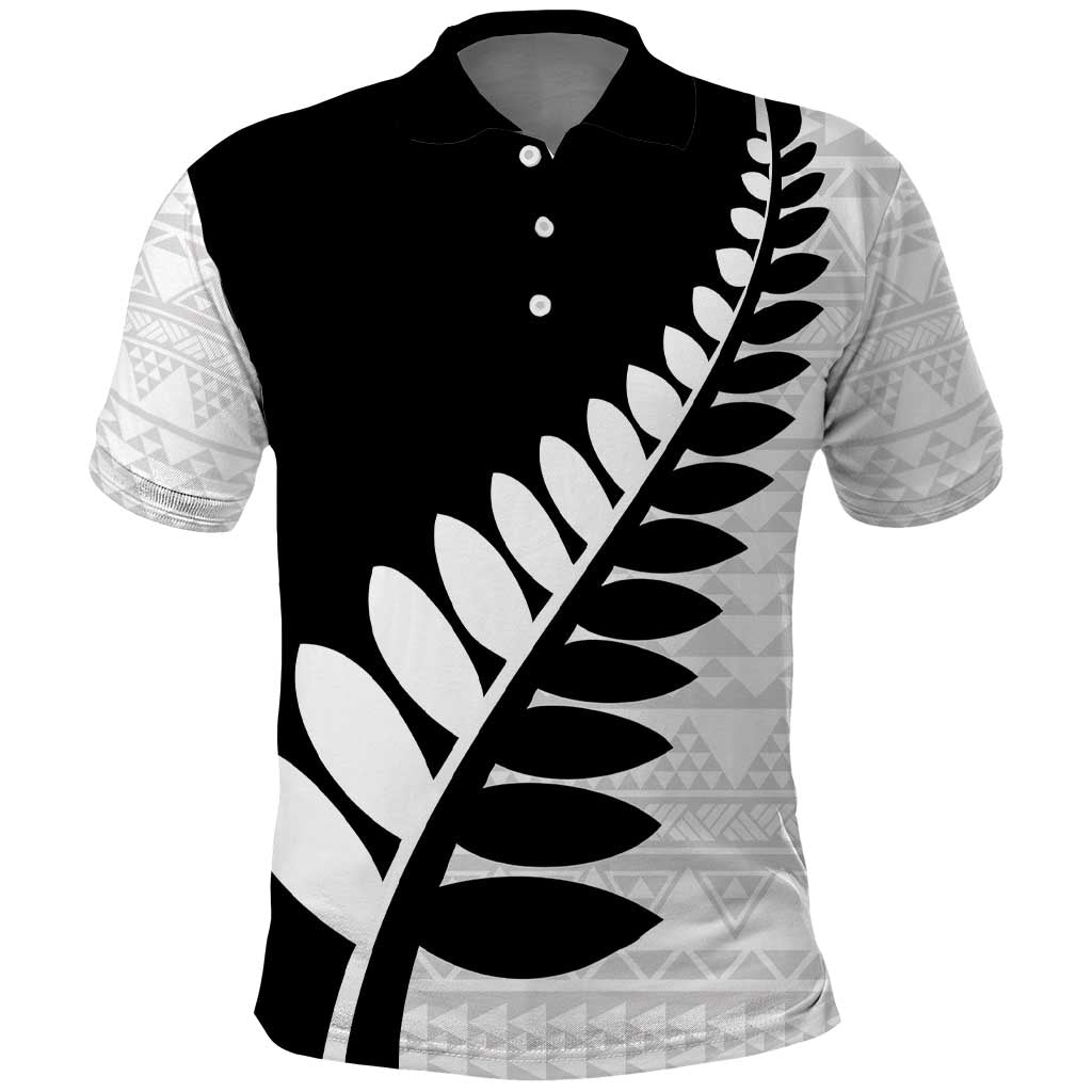 New Zealand Silver Fern Niho Taniwha Polo Shirt LT9 Black - Polynesian Pride