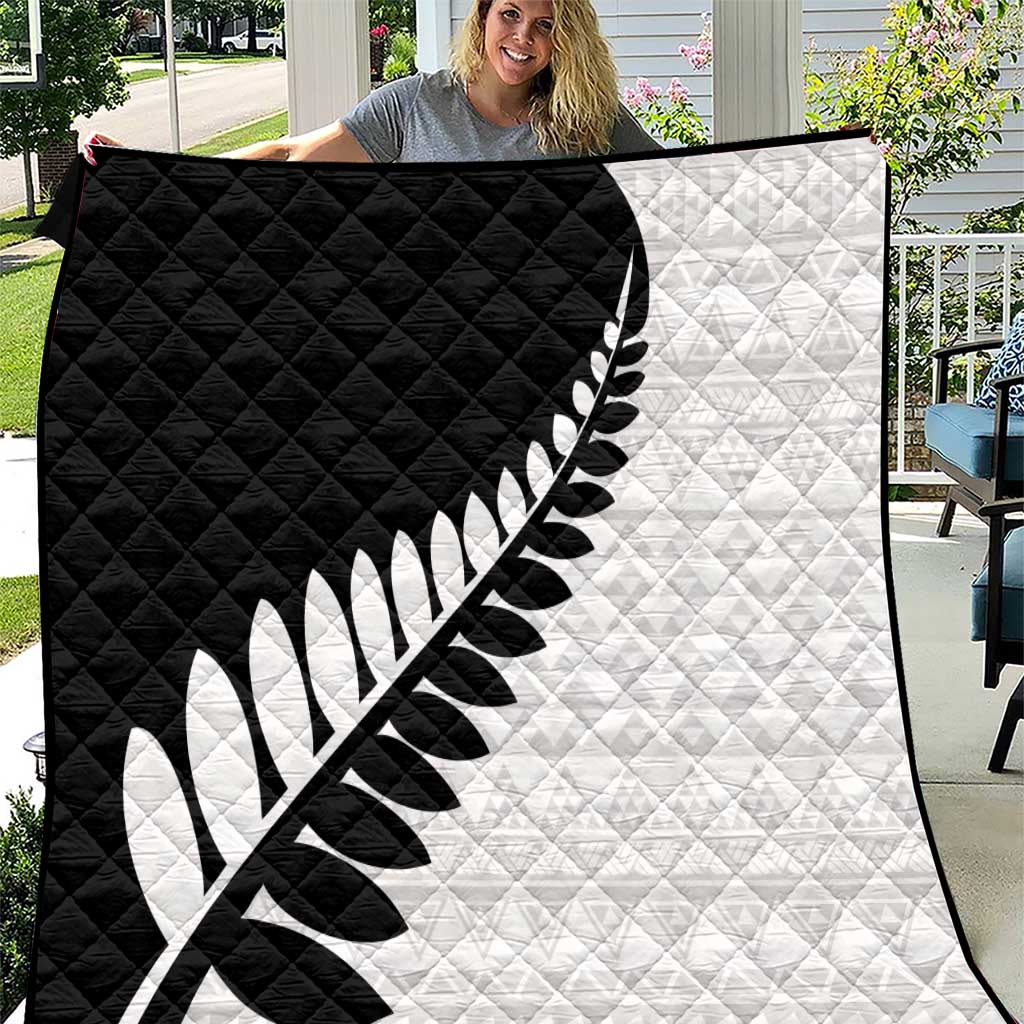 New Zealand Silver Fern Niho Taniwha Quilt LT9 Black - Polynesian Pride
