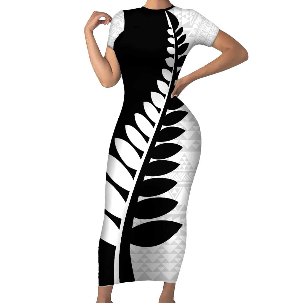 New Zealand Silver Fern Niho Taniwha Short Sleeve Bodycon Dress