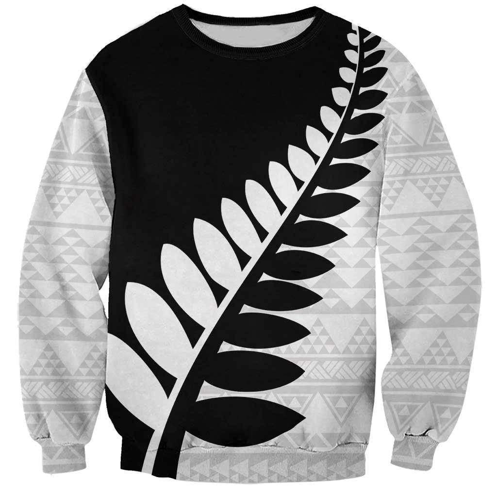 New Zealand Silver Fern Niho Taniwha Sweatshirt LT9 Unisex Black - Polynesian Pride