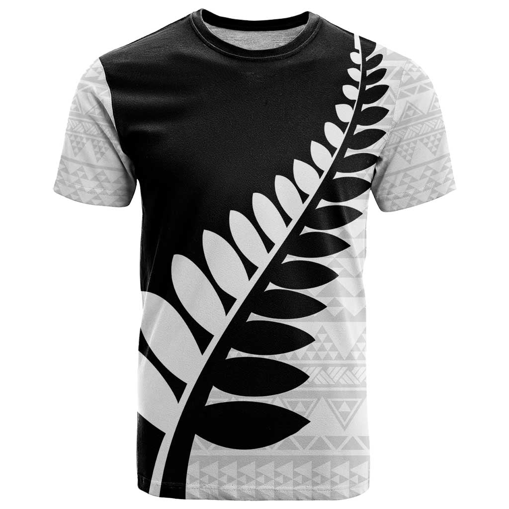 New Zealand Silver Fern Niho Taniwha T Shirt LT9 Black - Polynesian Pride