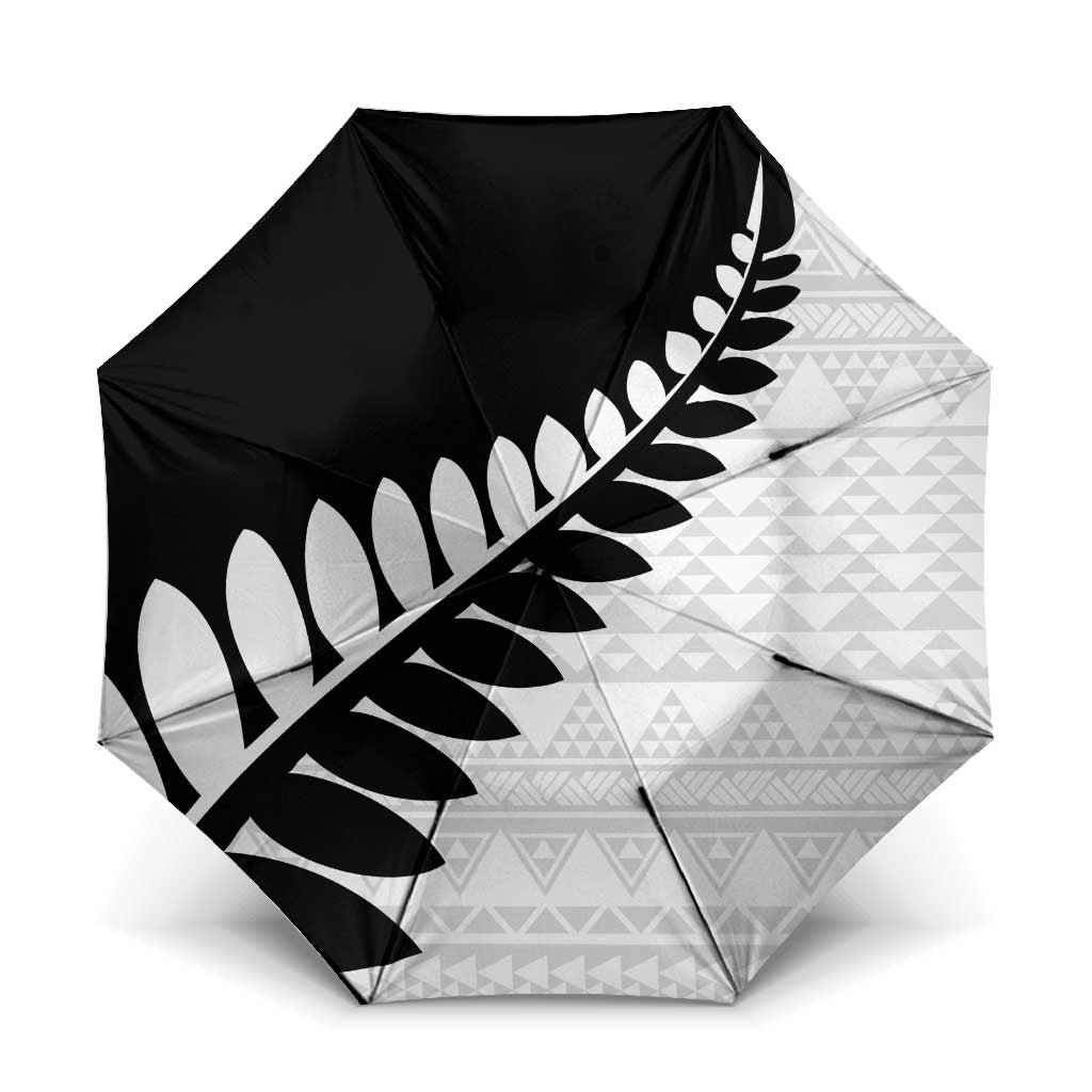 New Zealand Silver Fern Niho Taniwha Umbrella LT9 One Size Folded 11.42 inch Opened Diameter 37.4 inch Black - Polynesian Pride