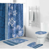 Blue Hibiscus Turle Bathroom Set Hawaiian Style Tribal Tapa Pattern LT9 Bathroom Set (4 pcs) Blue - Polynesian Pride