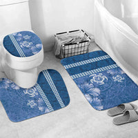 Blue Hibiscus Turle Bathroom Set Hawaiian Style Tribal Tapa Pattern LT9 Mat Set Only (3 pcs) One Size Blue - Polynesian Pride