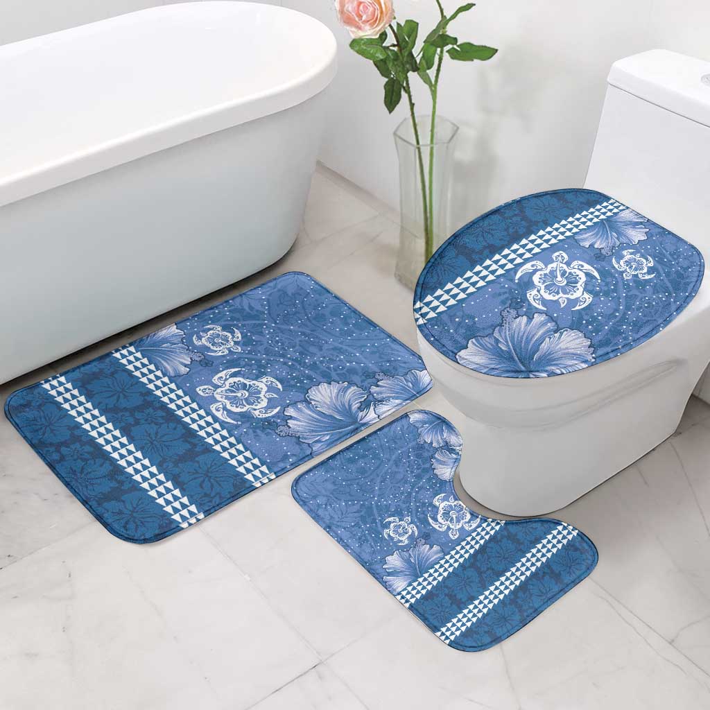 Blue Hibiscus Turle Bathroom Set Hawaiian Style Tribal Tapa Pattern LT9 - Polynesian Pride
