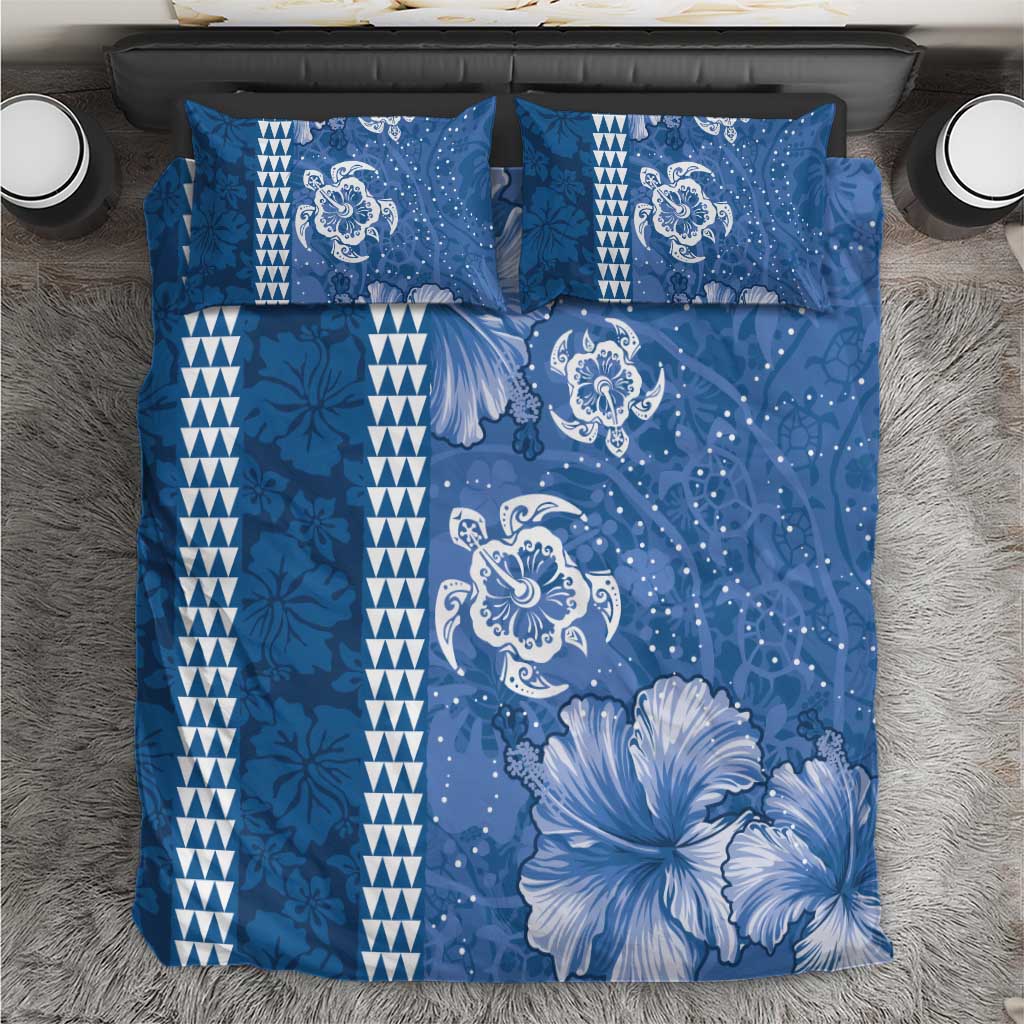 Blue Hibiscus Turle Bedding Set Hawaiian Style Tribal Tapa Pattern LT9 Blue - Polynesian Pride